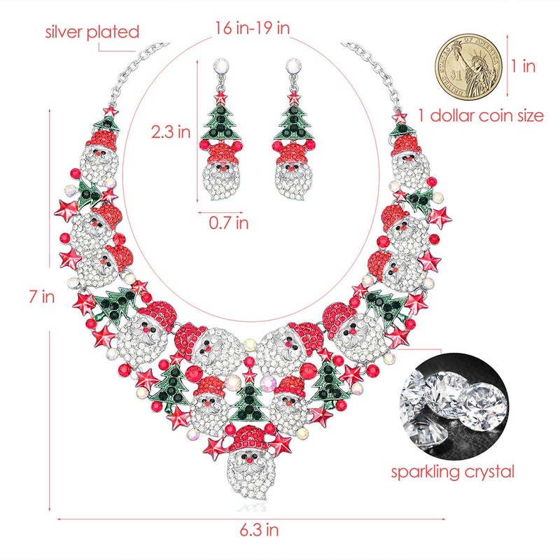 CSY Luxury Statement Bib Necklace Earrings Santa Claus Christmas Tree Element Party Costume Jewelry Set Xmas Gift for Women - Image 2